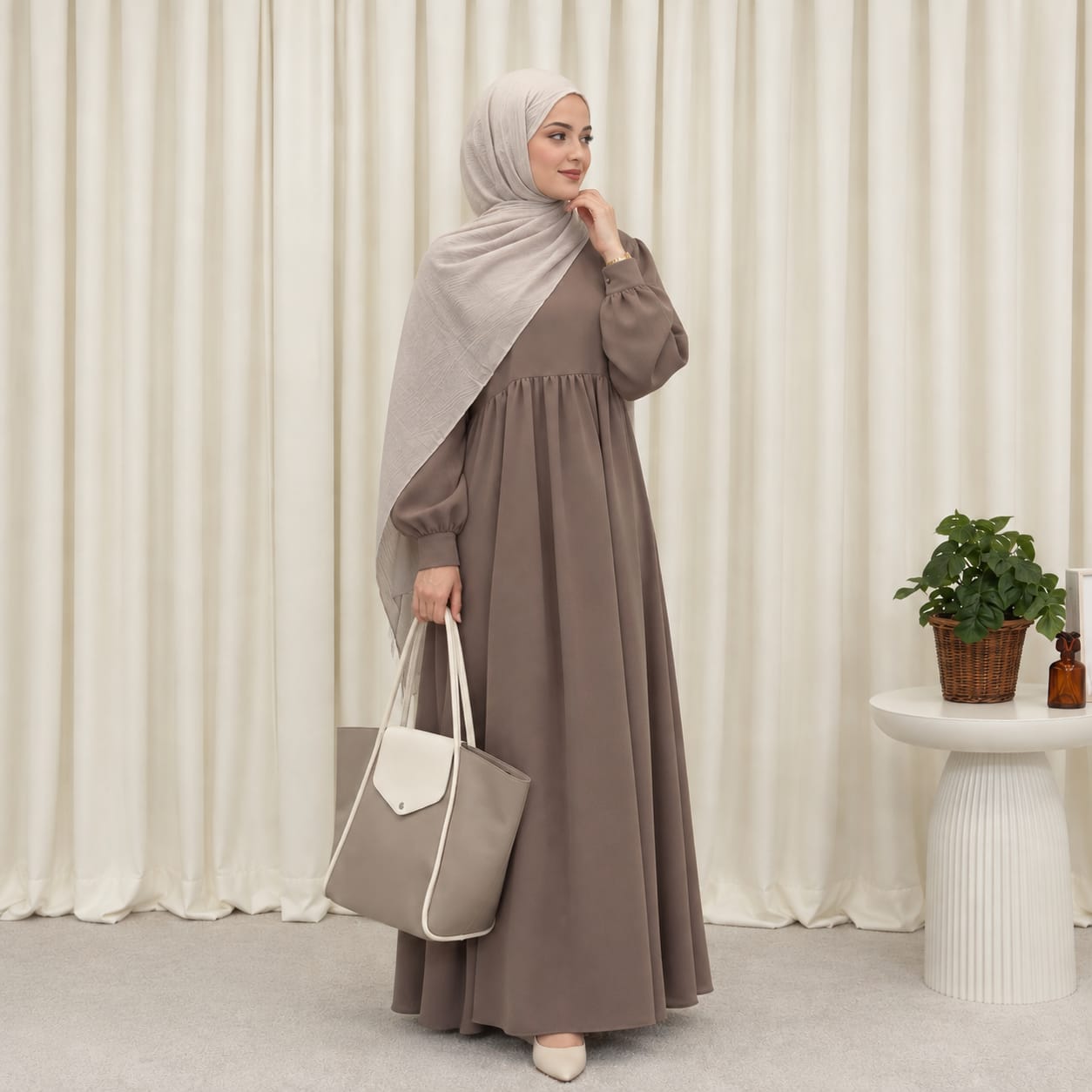 Haya Elegance Mocha Brown Modest Maxi Dress | Dream Wear