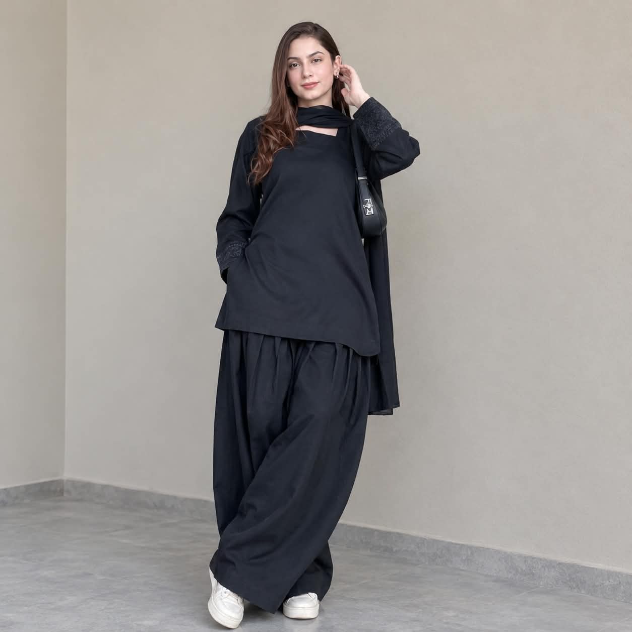 Noir Grace 3-Piece Shalwar Kameez Suit for Women – Classic Black