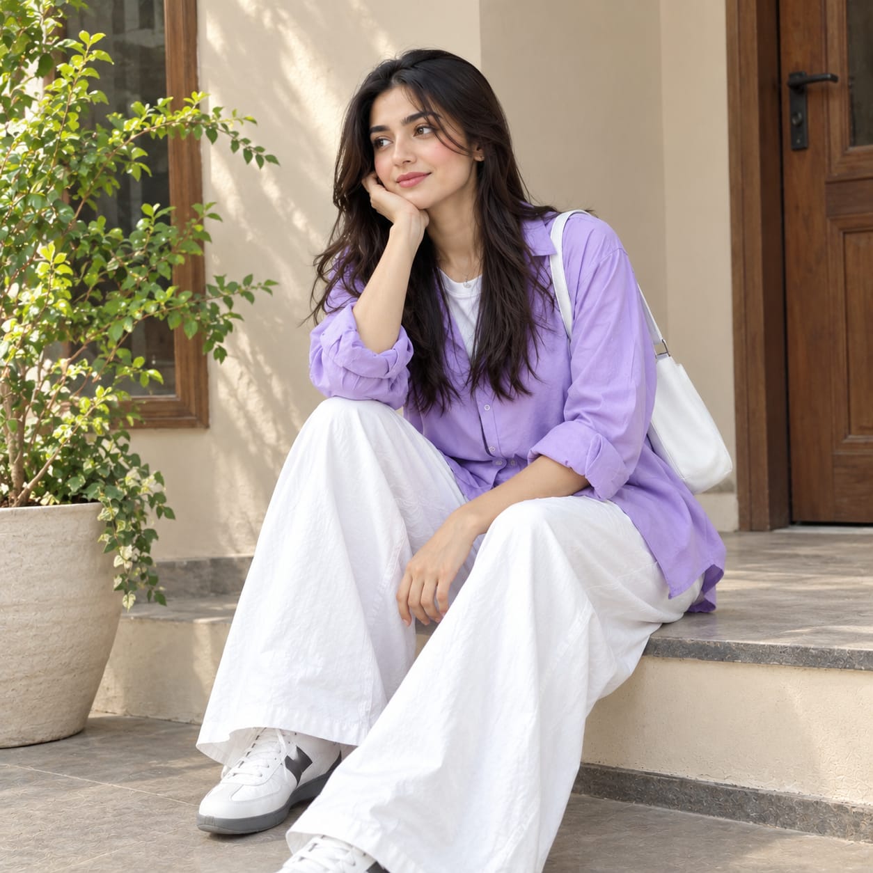 Lilac Breeze 2-Piece Co-Ord Set for Women – Lavender & White
