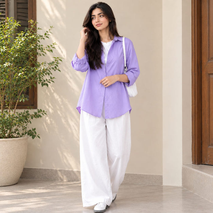 Lilac Breeze 2-Piece Co-Ord Set for Women – Lavender & White
