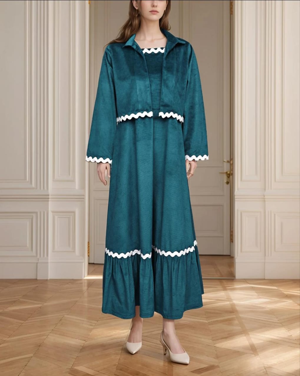 Elegant frok jacket style Long Dress for Women | Stylish Casual & Party Wear