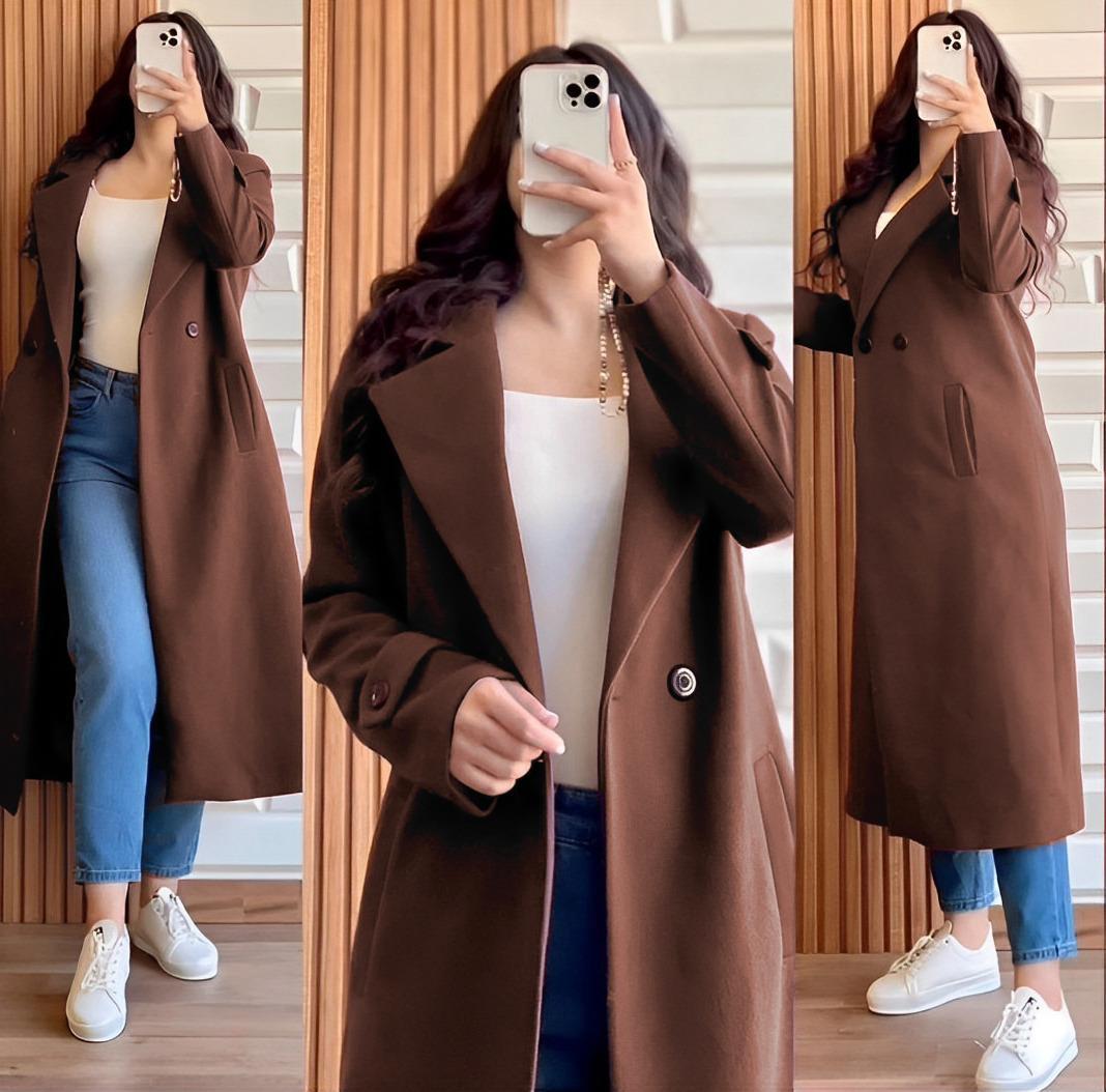 Double-Breasted Longline Blazer Coat – Elegant Winter Outerwear