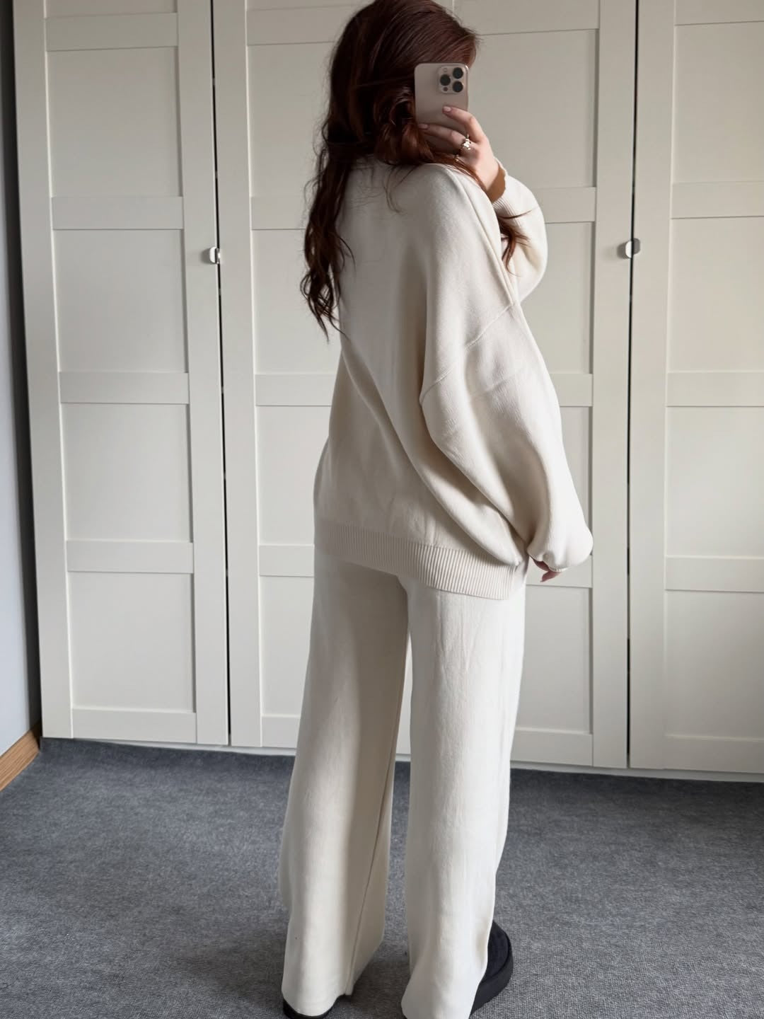 Ivory Bow Embellished Premium Knit Co-Ord Set